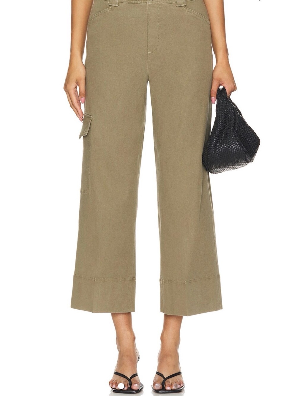 SPANX Wide-Leg Cropped Cargo Pants in Olive